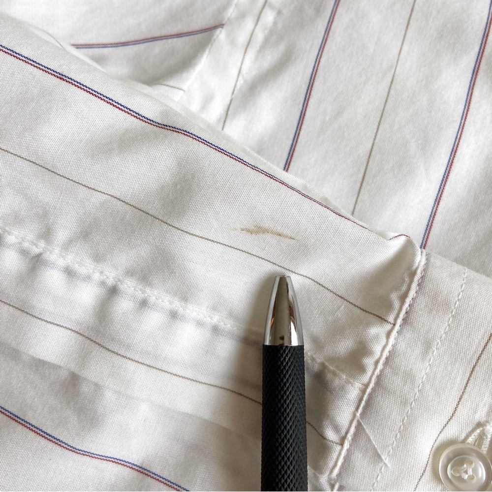 Vintage white striped oversized Oxford poplin casual button down shirt - Picture 7 of 7